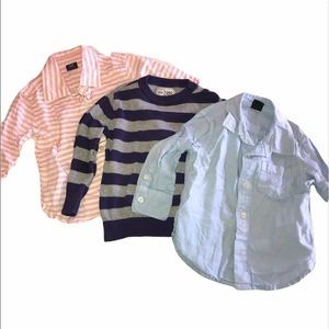 BABY GAP 18-24 mo 3 long sleeve top pink white stripe blue